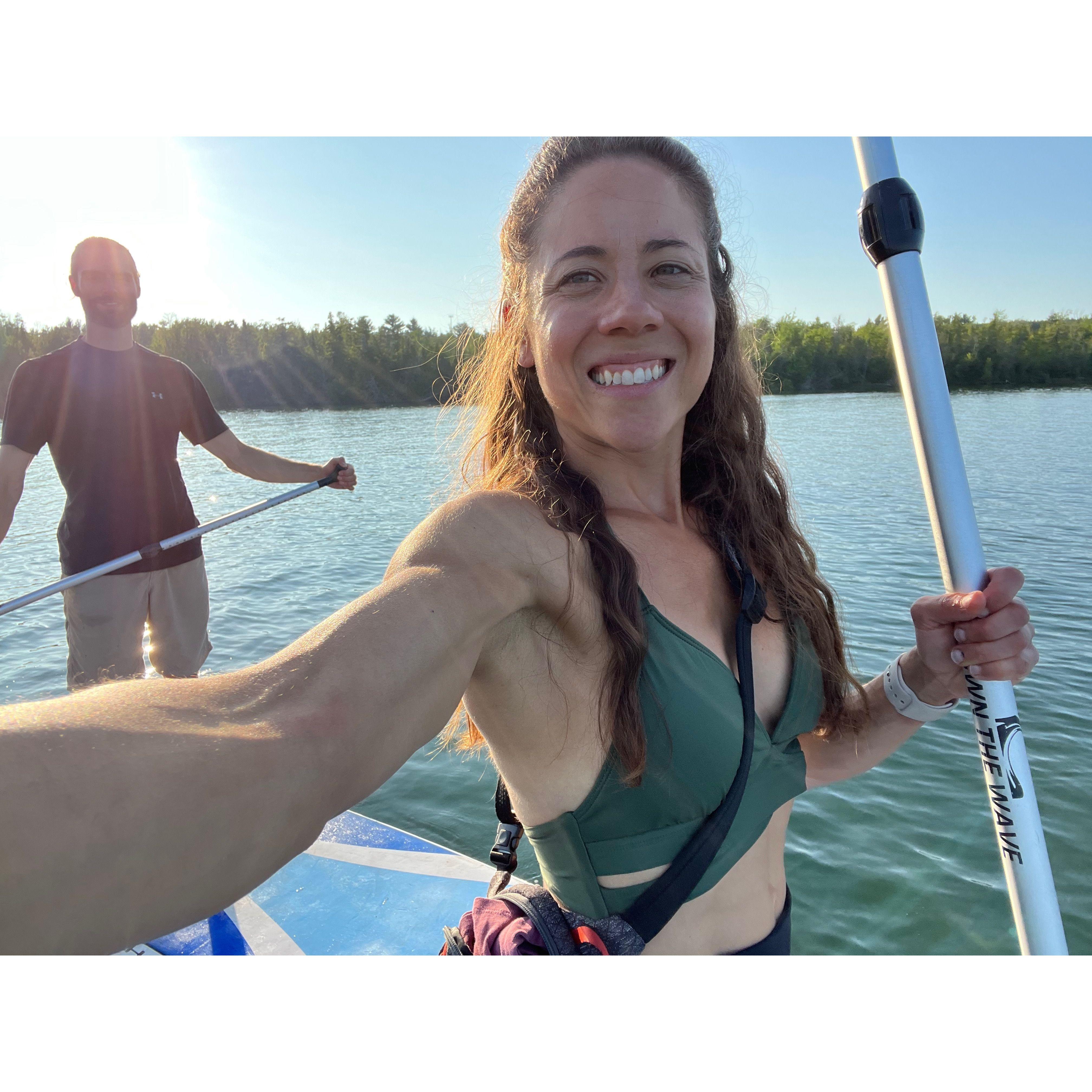 Paddle boarding on a summer's evening