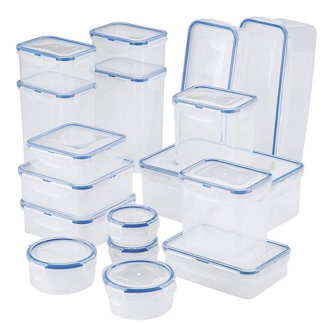 LOCK & LOCK Easy Essential Storage Set/Food Containers Airtight Bins/BPA-Free/Dishwasher Safe, 38 Piece, Clear