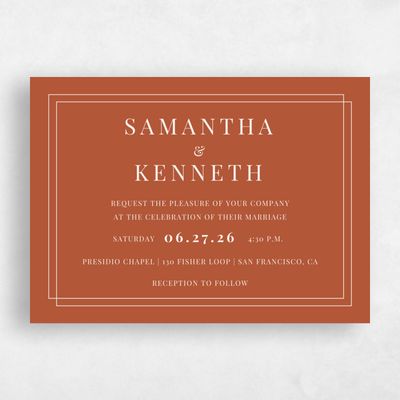 Light Rust, Orange Wedding Invitation - Dessau Landscape