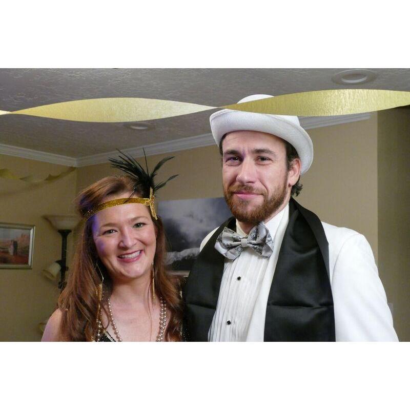 Here we are at our engagement party - roaring 20's themed