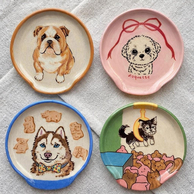 Hand-Painted Dog Spoon Rest, Ceramic Kitchen Decor, Gift for Dog Lover