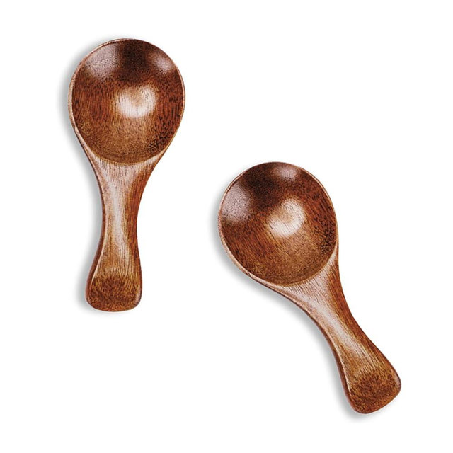 Hefild 2pcs Small Wooden Spoons, 3.2inch Small Wooden Spoons for Honey, Brown Mini Wood Teaspoons for Tiny Eating Ice Cream Jars Spice Condiments Tea Bath Salt Coffee Sugar Jam Mustard Seasoning