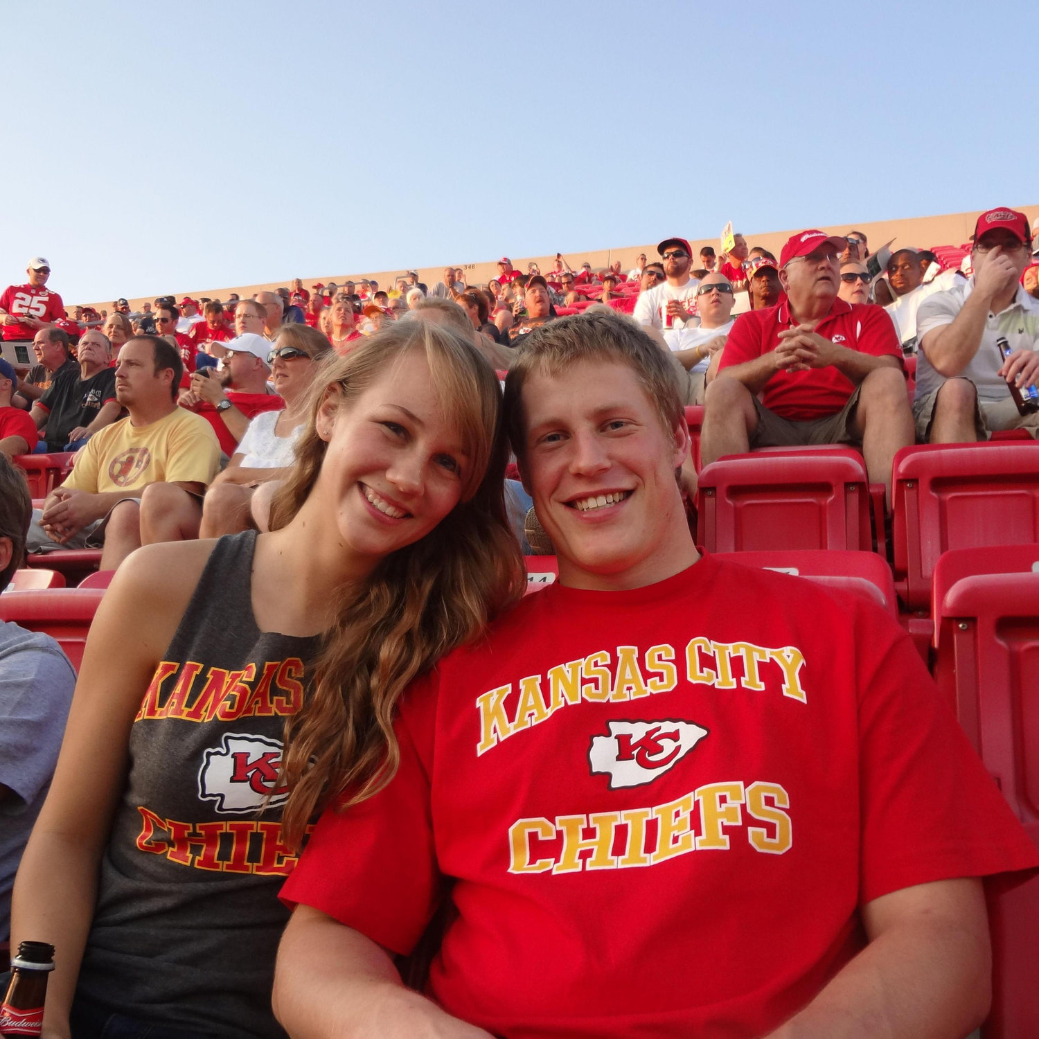 The first and last time Zach wore a Chief's shirt. Senior year of college.