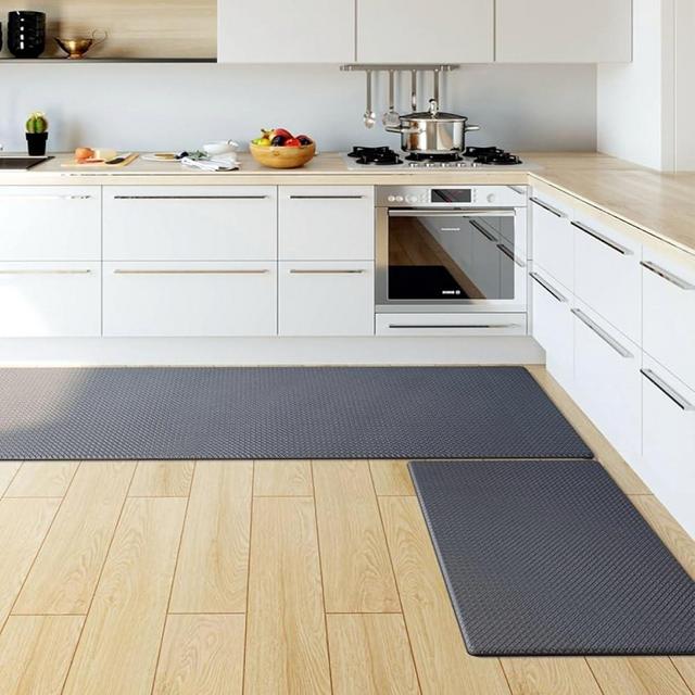 Kitchen Mats for Floor Kitchen Rugs, Cushioned Anti-Fatigue Waterproof Non-Slip Kitchen Mats Set, Ergonomic Comfort Standing Mat for Kitchen, Floor, Home, Office, Grey 17.3"x95"