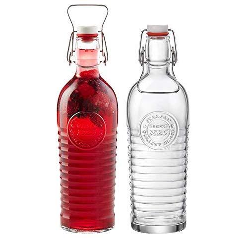 Bormioli Rocco Officina Water Bottle | 40.5oz, Italian Glass Pitcher | Airtight Seal & Metal Clamp | Easy to Carry Handle, Dishwasher Safe, Eco-Friendly | Safe for Infused & Carbonated Drinks
