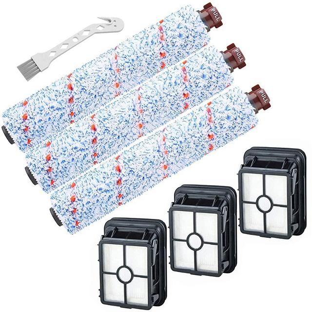 Smilyan Replacement Parts for Bissell CrossWave Vacuum Cleaner, 3 Pack 1868 CrossWave Multi-Surface Brush Rolls + 3 Pack 1866 replacement Vacuum Filters, Compare to Part 1608683, 160-8683, 1608684