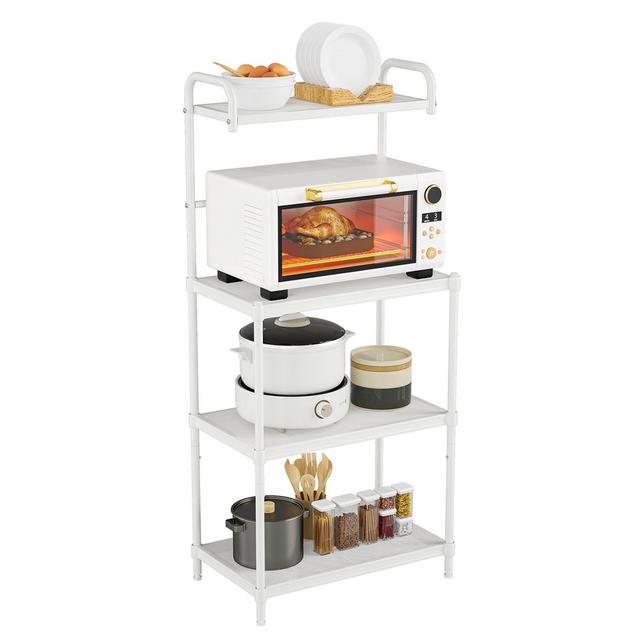 Costway 4-Tier Baker's Rack Microwave Oven Rack Shelves Kitchen Storage Organizer Iron White