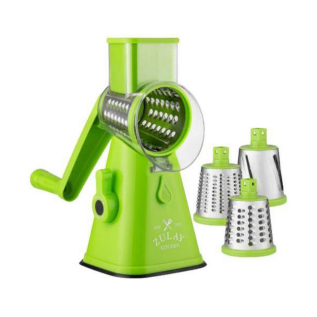 Rotary Cheese Grater with Suction and 3 Stainless Steel Drums
