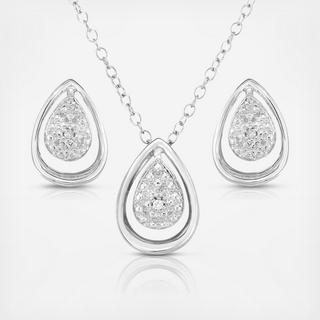 Diamond Tear Drop Earring and Necklace Set