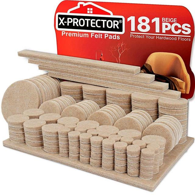 Felt Furniture Pads X-PROTECTOR 181 Pack - Premium Felt Pads Floor Protectors Furniture Feet – Best Wood Floor Protectors - Protect Your Hardwood & Laminate Flooring with 100% Satisfaction!