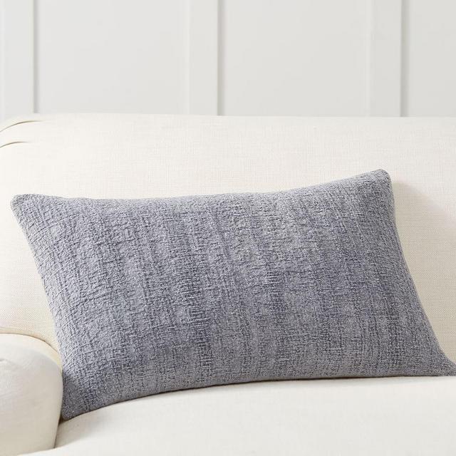 Journey Chenille Jacquard Lumbar Pillow Cover, 16 x 26", Mineral Blue