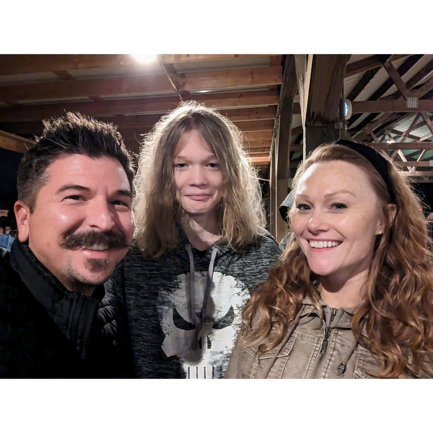 Taking kiddo to his first Haunted House. Fender's Farm