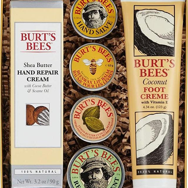 Burt's Bees Classics Gift Set, 6 Products in Giftable Tin – Cuticle Cream, Hand Salve, Lip Balm, Res-Q Ointment, Hand Repair Cream and Foot Cream