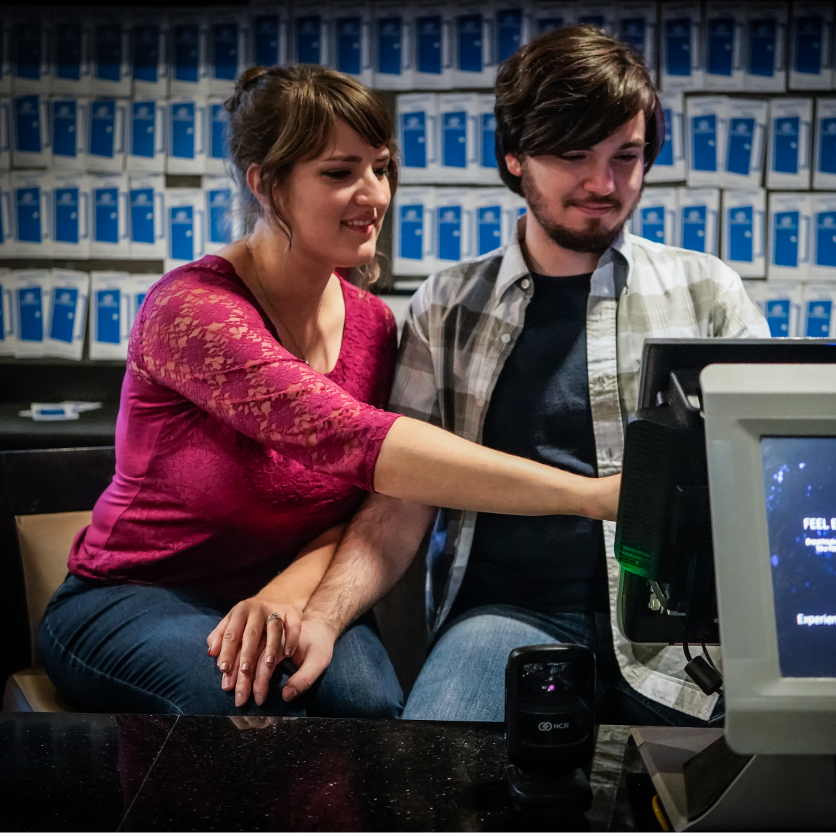 Back to where we met at Emagine! Mihail's finally being trained in box office.