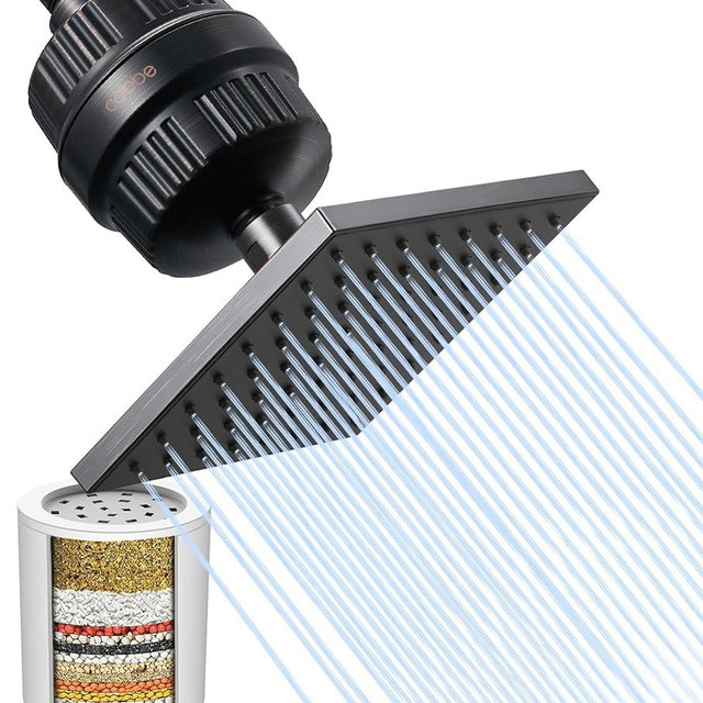Cobbe High Pressure Filtered Shower Head Combo, Rain Shower Head with 20 Stage Shower Head Filter for Hard Water - Adjustable Replacement Remove Chlorine and Harmful Substances, ORB
