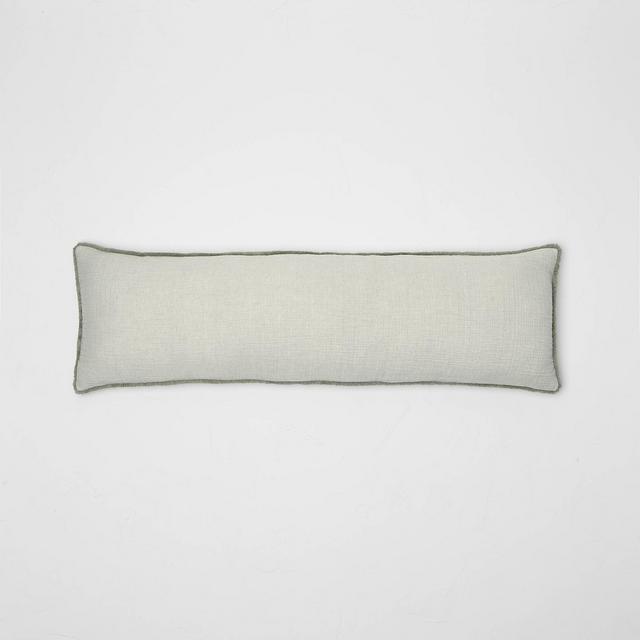 Lumbar Textured Chambray Cotton Bed Decorative Throw Pillow Sage Green - Casaluna™