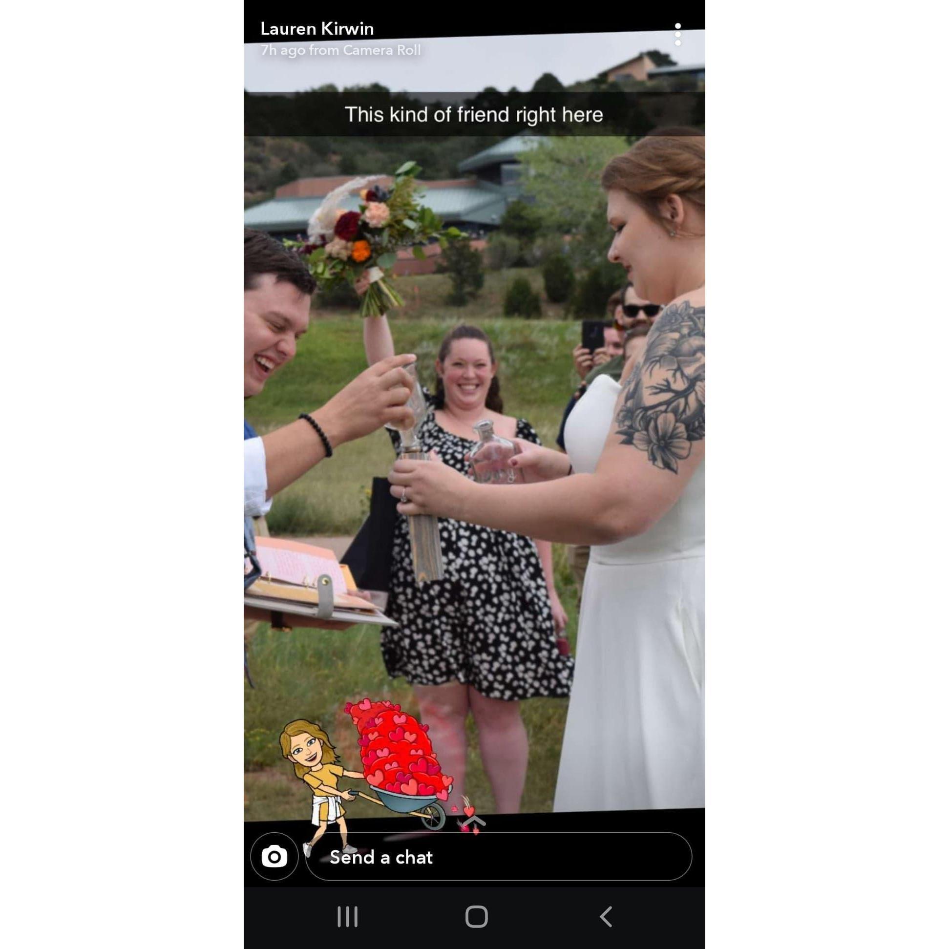 Just supporting Lauren and Keith during their wedding ceremony!