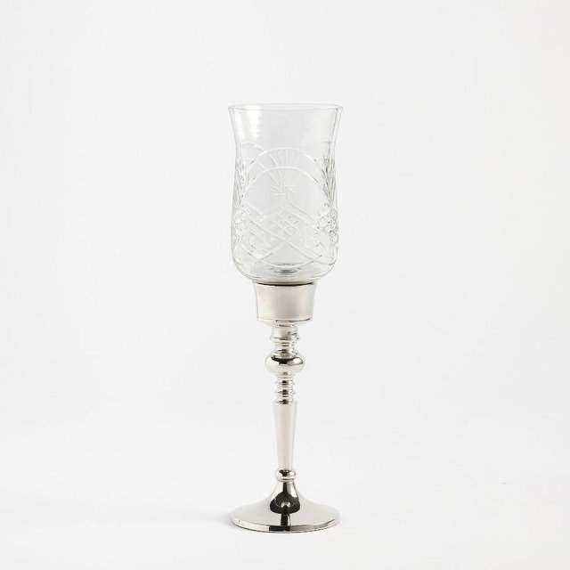 LoveShackFancy Etched Glass Tall Candleholder 15"
