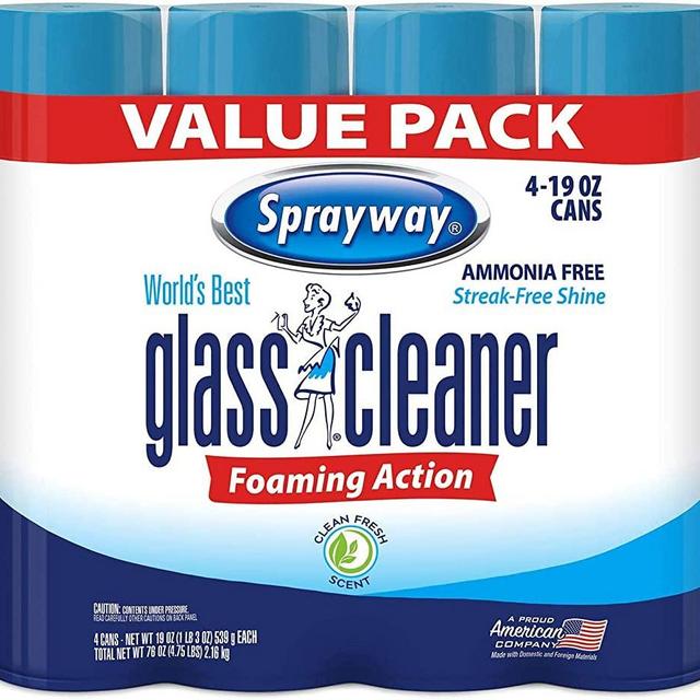 Sprayway 443331 Ammonia Free Glass Cleaner, 19 Oz. (4-Pack) (Packaging May Vary) (4 Case(19 Oz))