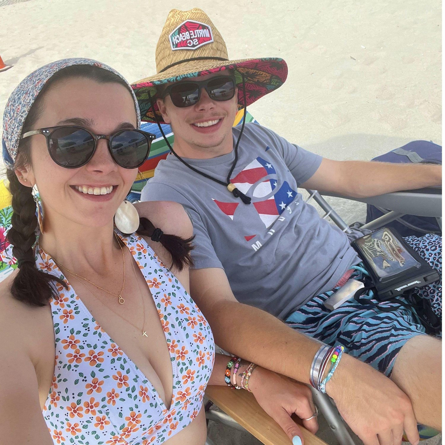 During our first beach trip together. We just celebrated our 2 years.