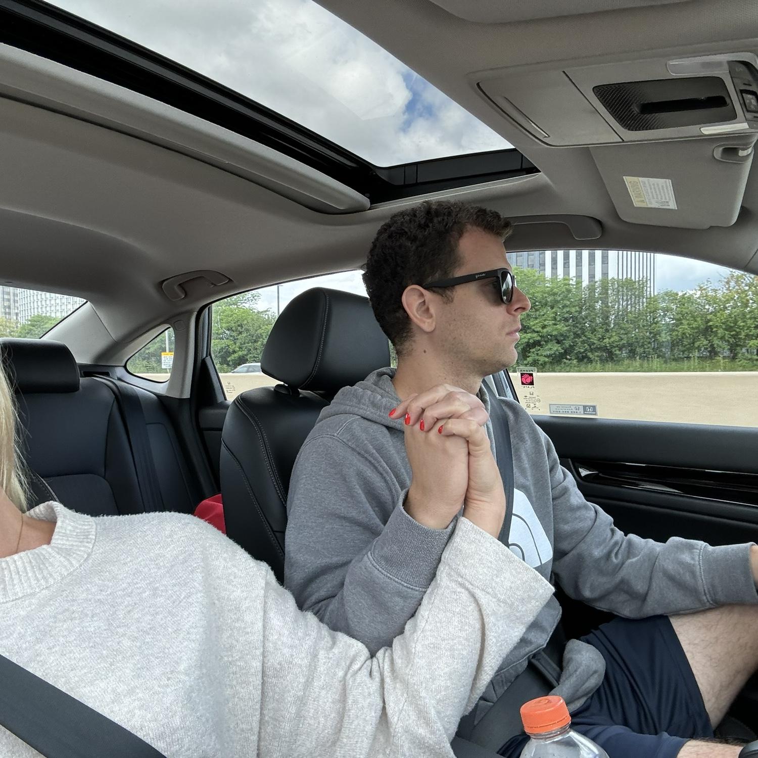 Driving back to Chicago with food poisoning. :)