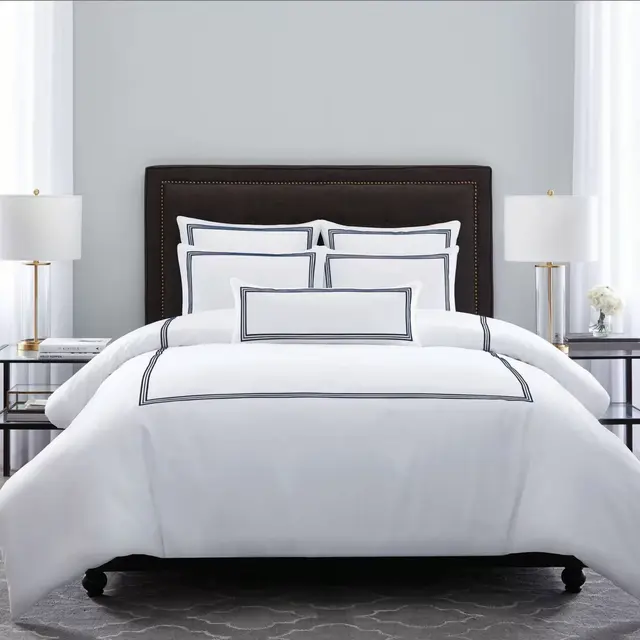 Wamsutta® Hotel Triple Baratta Stitch Full/Queen Comforter Set in Navy
