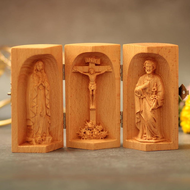 Wood Carving Catholic Home Altar,Catholic Icons,Wooden Religious Gift,Best Friend Gift,Christmas Gift, Fathers Day Gift,Thank You Gift Ideas