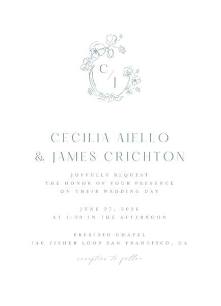 Kingsley Portrait | Blue Sage | Zola Wedding Invitations