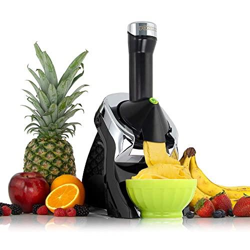 Yonanas 988 Deluxe Frozen Dessert Maker Premium Chrome Design Dairy Fruit Soft Serve is Vegan Alternative to Ice Cream BPA Free Dishwasher Safe Includes 75+ Recipes, 200 Watt, Black