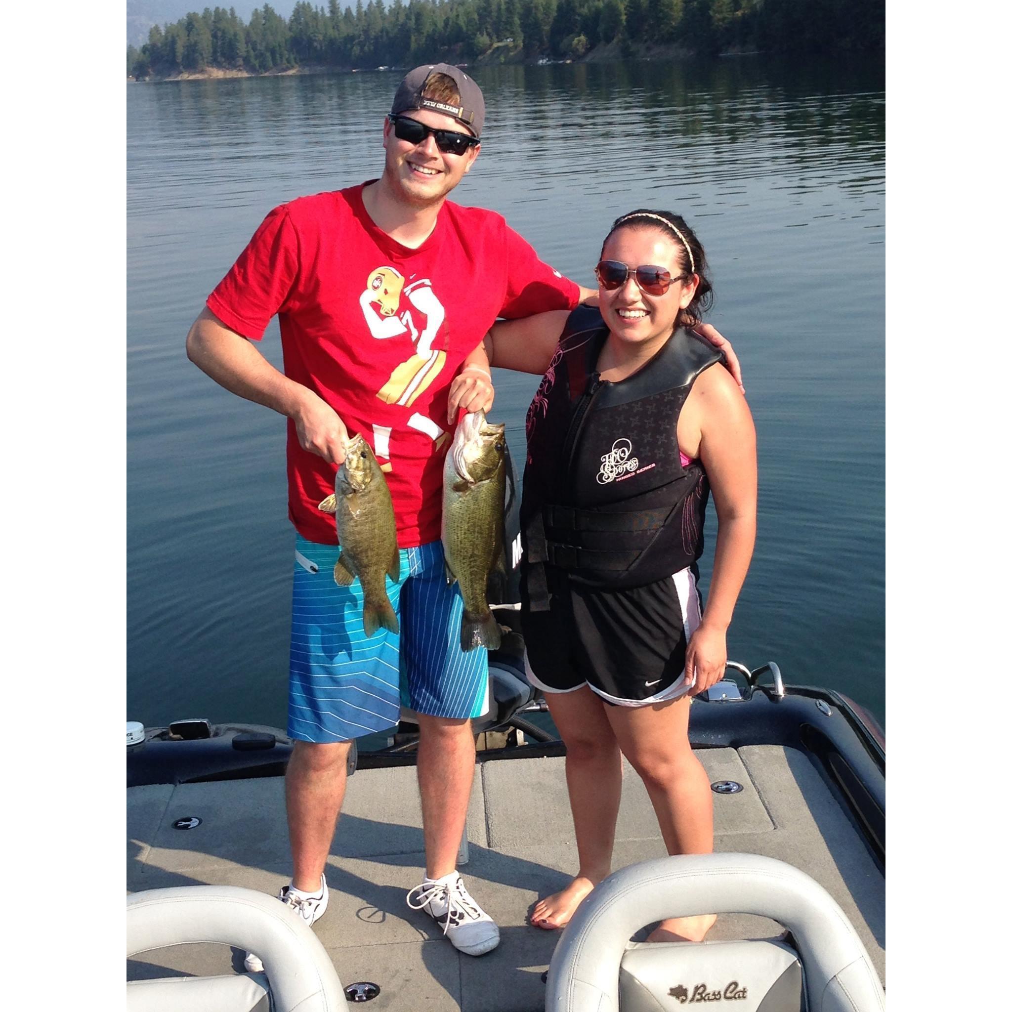 Guess who caught the bigger fish?