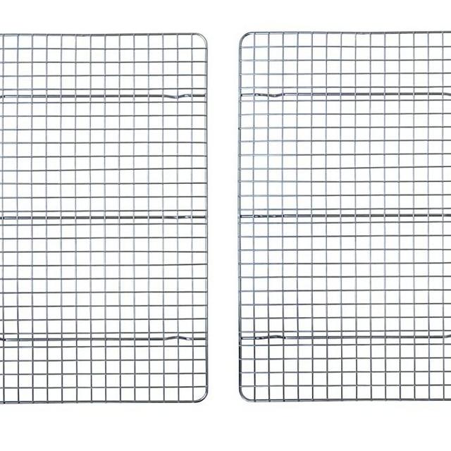 Checkered Chef Cooling Racks For Baking - 10 x 15 Inches - Stainless Steel Cooling Rack/Baking Rack Set of 2 - Oven Safe Wire Racks Fit Jelly Roll Pan - Small Grid Perfect To Cool and Bake