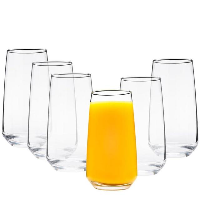 Vikko Drinking Glasses Set of 6, Highball Water Glasses 16.25 Ounce, Premium Tall Drinking Glass, Dishwasher Safe Drinking Ware