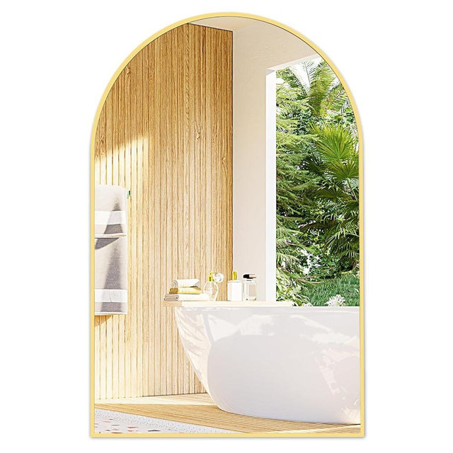 Fabuday Large Gold Arch Wall Mirror 24x36 - Arched Vanity Mirrors for Bathroom Over Sink, Big Hanging Mirror for Bedroom, Living Room, Dresser, Entryway Wall Decor