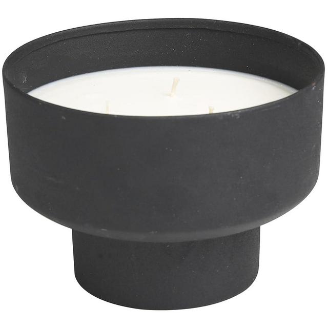 Deco 79 Metal Decorative Candle Campfire Scented Matte 50 oz 3 Wick Aromatherapy Candle with White Wax, Wax Aromatherapy Candle 7" x 7" x 5", Black