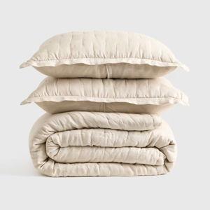 European Linen Dream Quilt Set in Sand