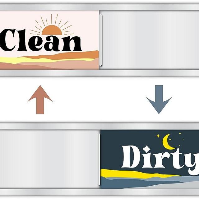 Boho Decor Dishwasher Magnet Clean Dirty Sign, Strong Clean Dirty Magnet for Dishwasher, Universal Dirty Clean Dishwasher Magnet Indicator for Kitchen Organization, Refrigerator Dish Wash Sign Magnet