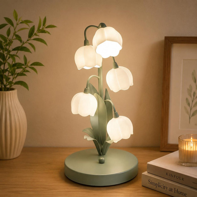 Lily of the Valley Flower Lamp Vintage Floral Table Lamp Bedside Night Light