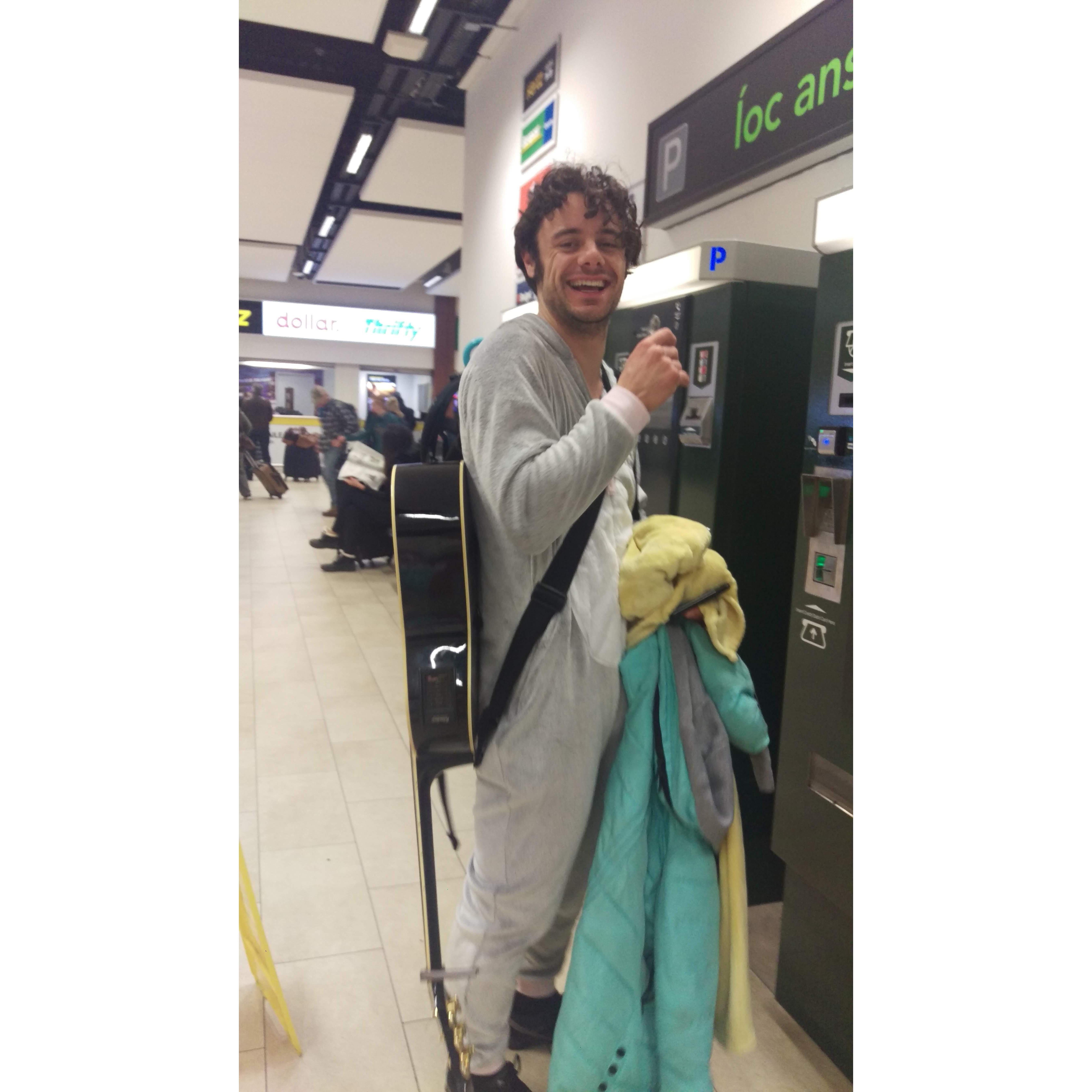 Shane picked me up in the middle of the night from the Dublin airport....he wore a onesie and played guitar for me.