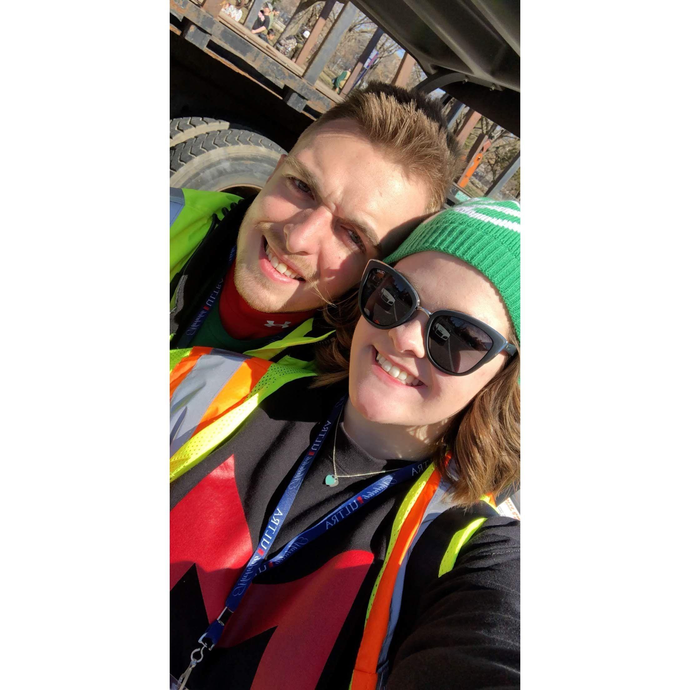 Us working the St. Patrick's Day parade