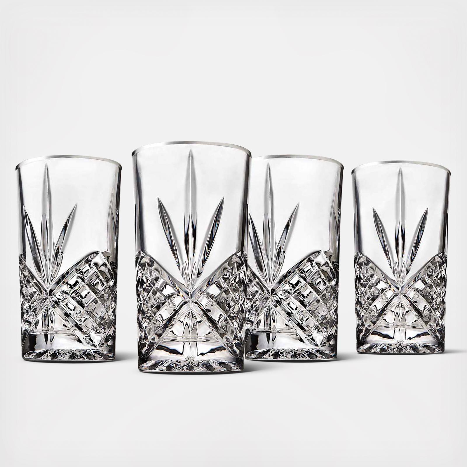 Shannon Crystal Gold Luxe Stemless Wine Goblets Set of 8