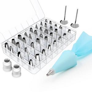 Kootek 42 Pieces Cake Decorating Supplies Kit with 36 Icing Tips, 2 Silicone Pastry Bags, 2 Flower Nails, 2 Reusable Plastic Couplers Baking Supplies Frosting Tools Set for Cupcakes Cookies