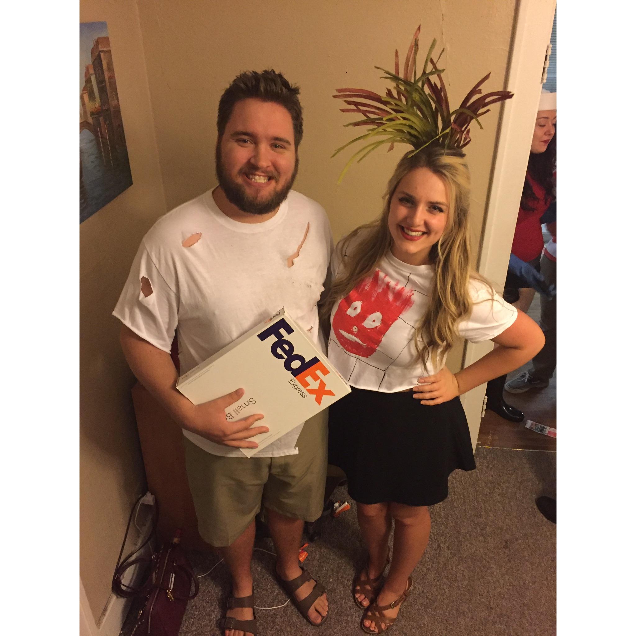 10.29.16 - WILSON!! "Castaway" inspired Halloween costume. Alex had to beg a FedEx employee to give him a free box to complete his outfit.