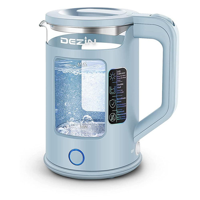 Dezin Electric Kettle with Keep Warm Function, BPA Free Window-Glass Double Wall Design Electric Tea Kettle, Bicolor LED, 1.5L Hot Water Kettle with Auto Shut-Off and Boil Dry Protection Tech for Coffee, Tea