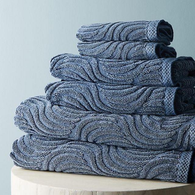 Sunfaded Bathroom Towels, Set of 6, Navy