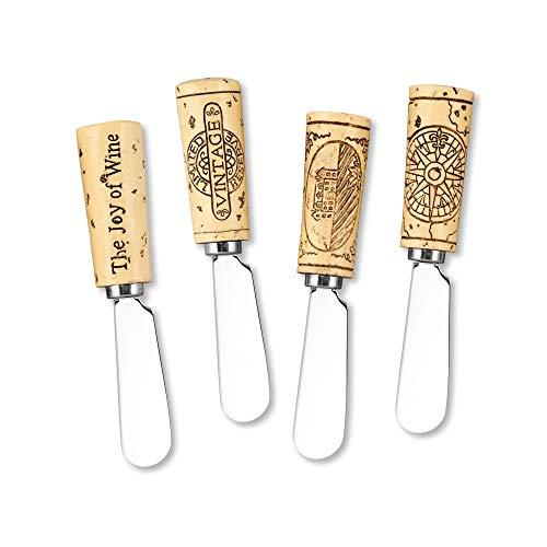 Supreme Housewares 5197 Vintage Wine Cork Resin Cheese Spreaders Set of 4, Brown
