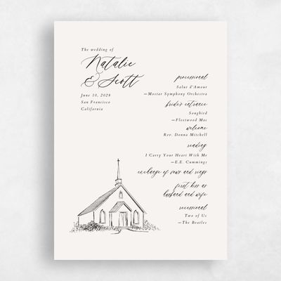 Beige Wedding Program - Chapel