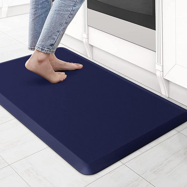 KitchenClouds Kitchen Mat Cushioned Anti Fatigue Kitchen Rug 17.3"x28" Waterproof Non Slip Kitchen Rugs and Mats Standing Desk Mat Comfort Floor Mats for Kitchen House Sink Office (Blue)