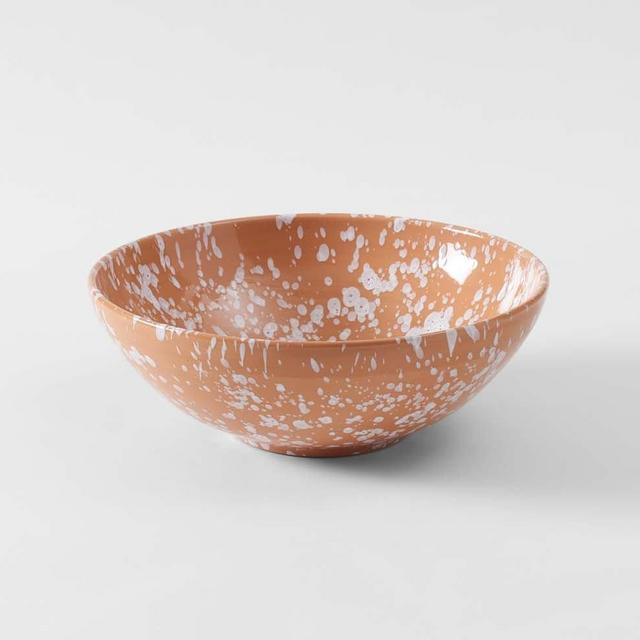 White on Terracotta Splatterware 13 Inch Serving Bowl