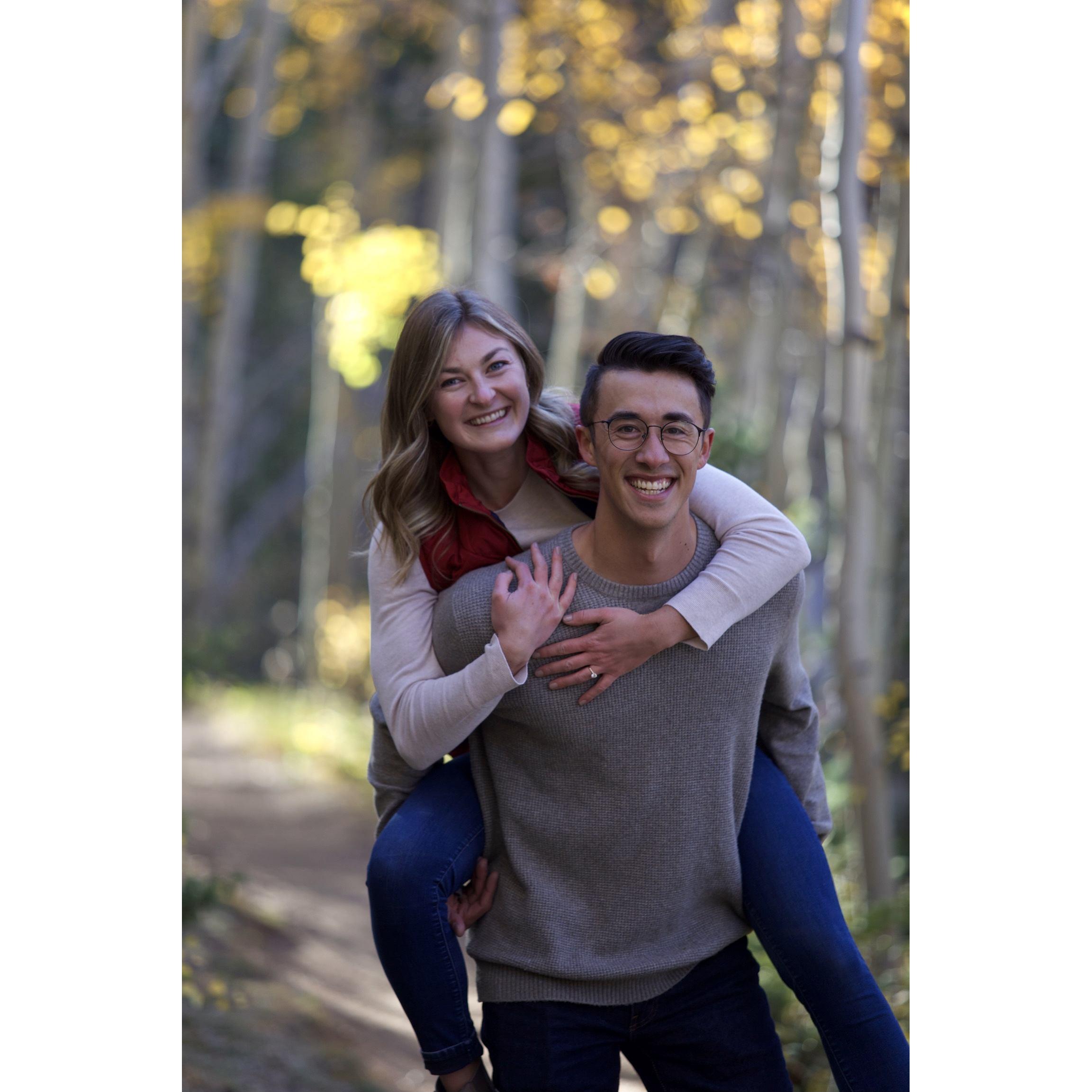 Engagement photos at Aspen Alley in Breckenridge