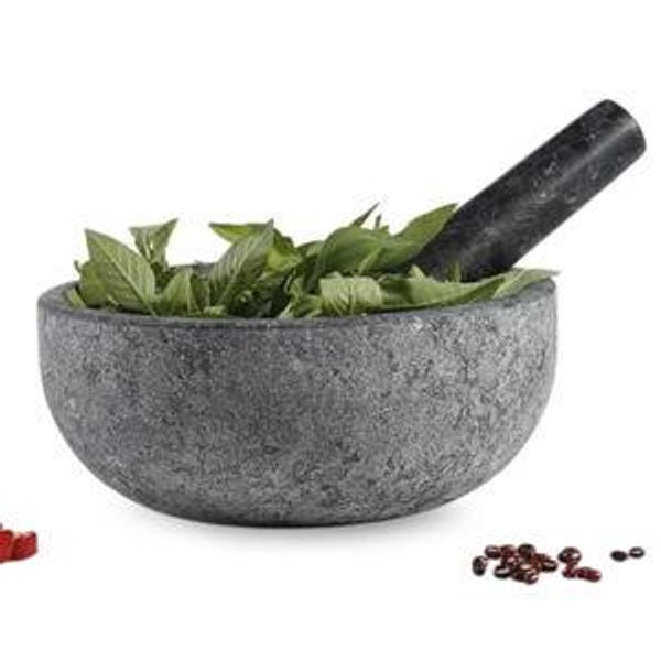 Granite Mortar & Pestle Set (8" Black Granite Non-Polished)